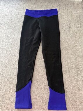 Mondor Figure Skating Black and Purple Girls Polartec Leggings